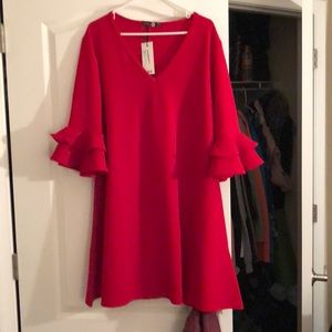 Red dress with flare sleeves